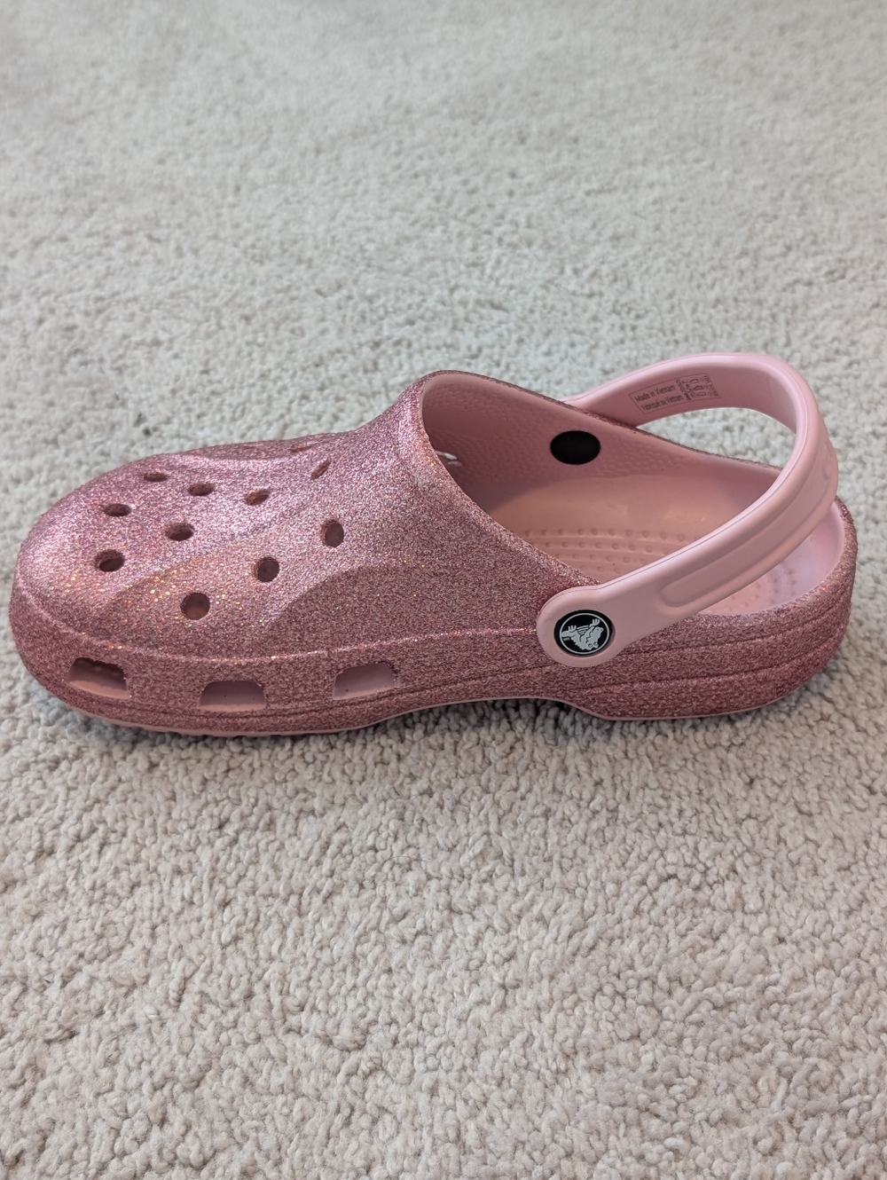 Crocs Baya Pink Glitter Clogs US Women's 7 or Men's 5 Sparkle Barbie Classic - Picture 8 of 13